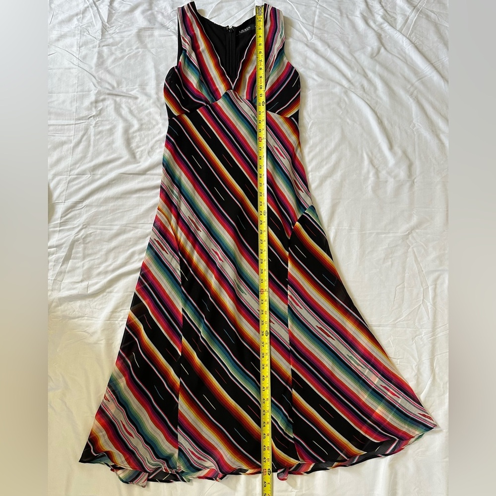 Ralph Lauren Women’s Multicolor Striped Sleeveless V-Neck Dress NO BELT - Picture 5 of 9